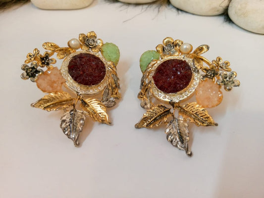 Ruby Leaf Earrings