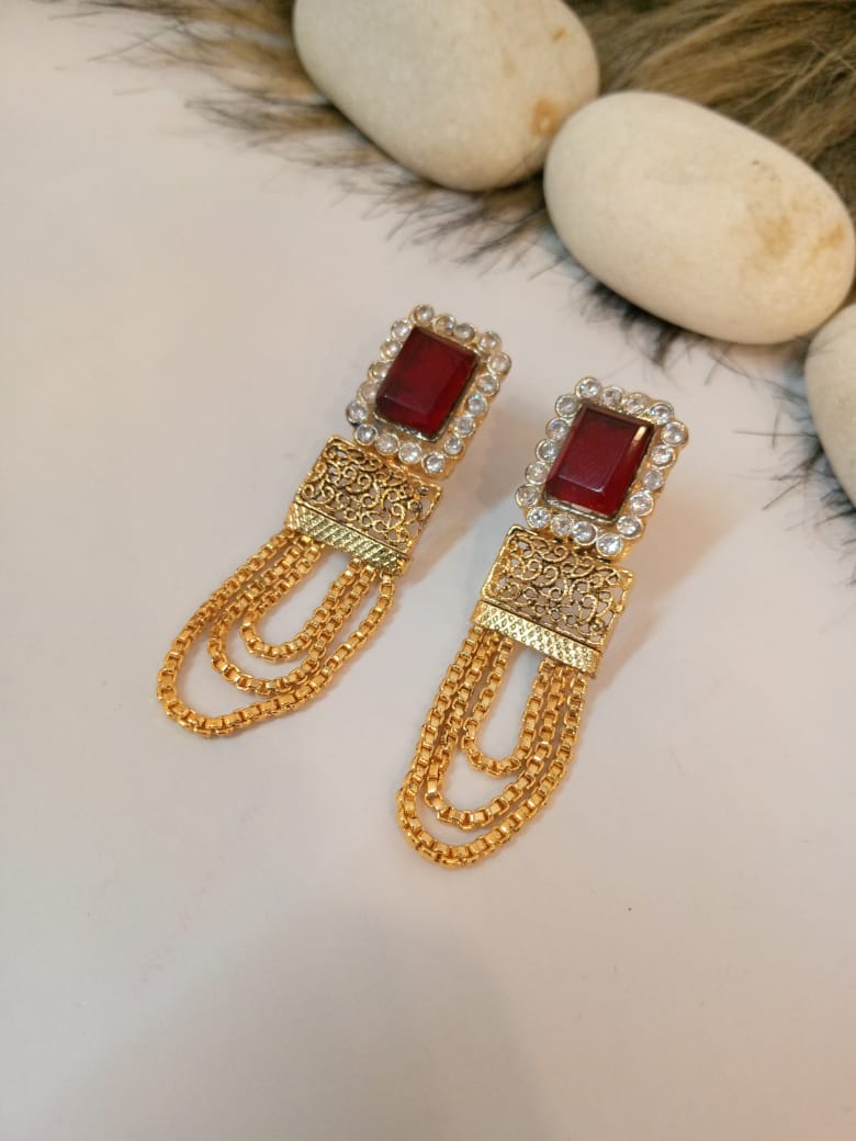 Scarlet Chain Drop Earrings