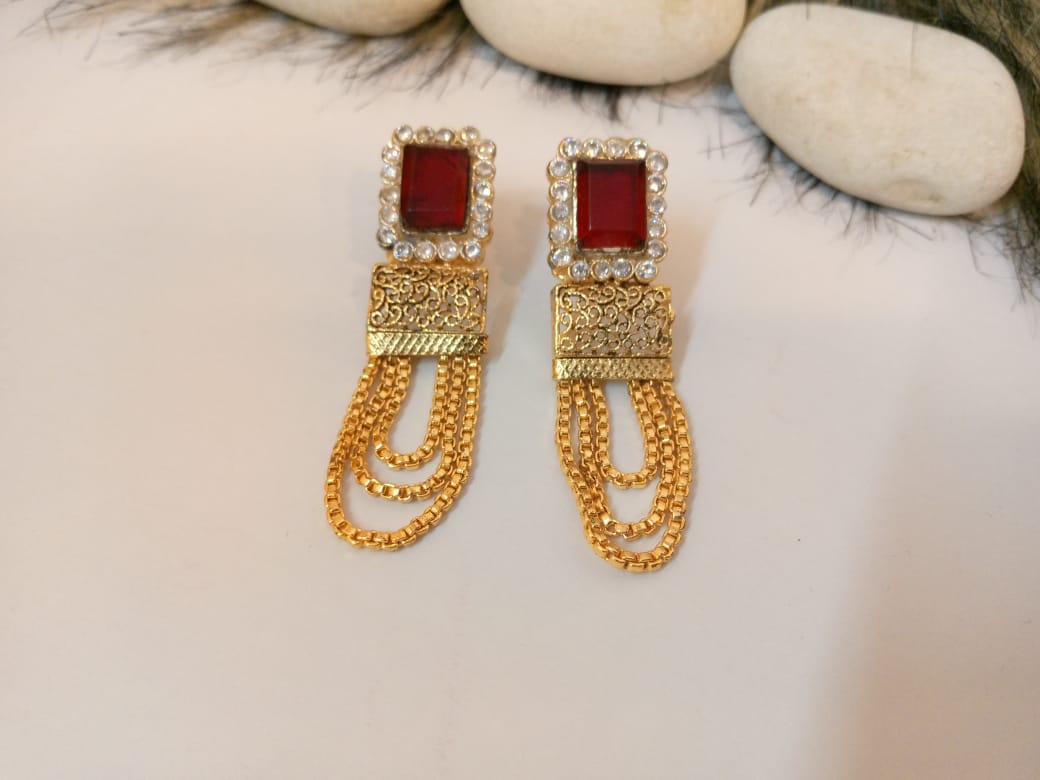 Scarlet Chain Drop Earrings