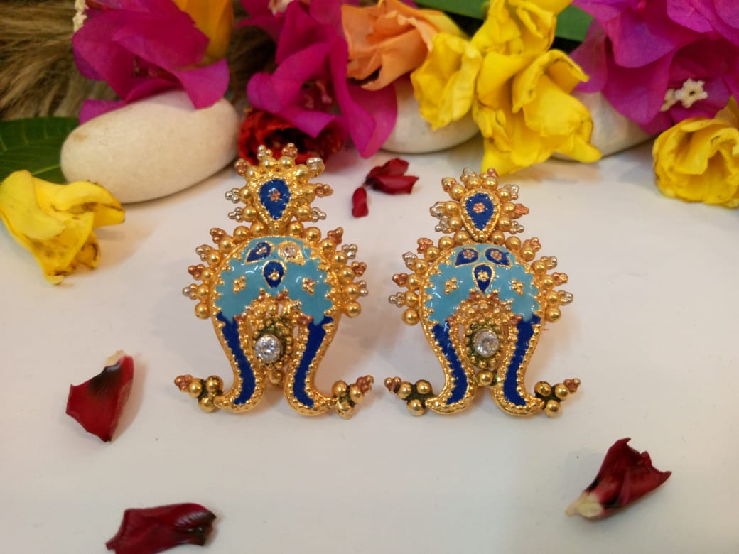 Majestic Peacock Gold Earrings