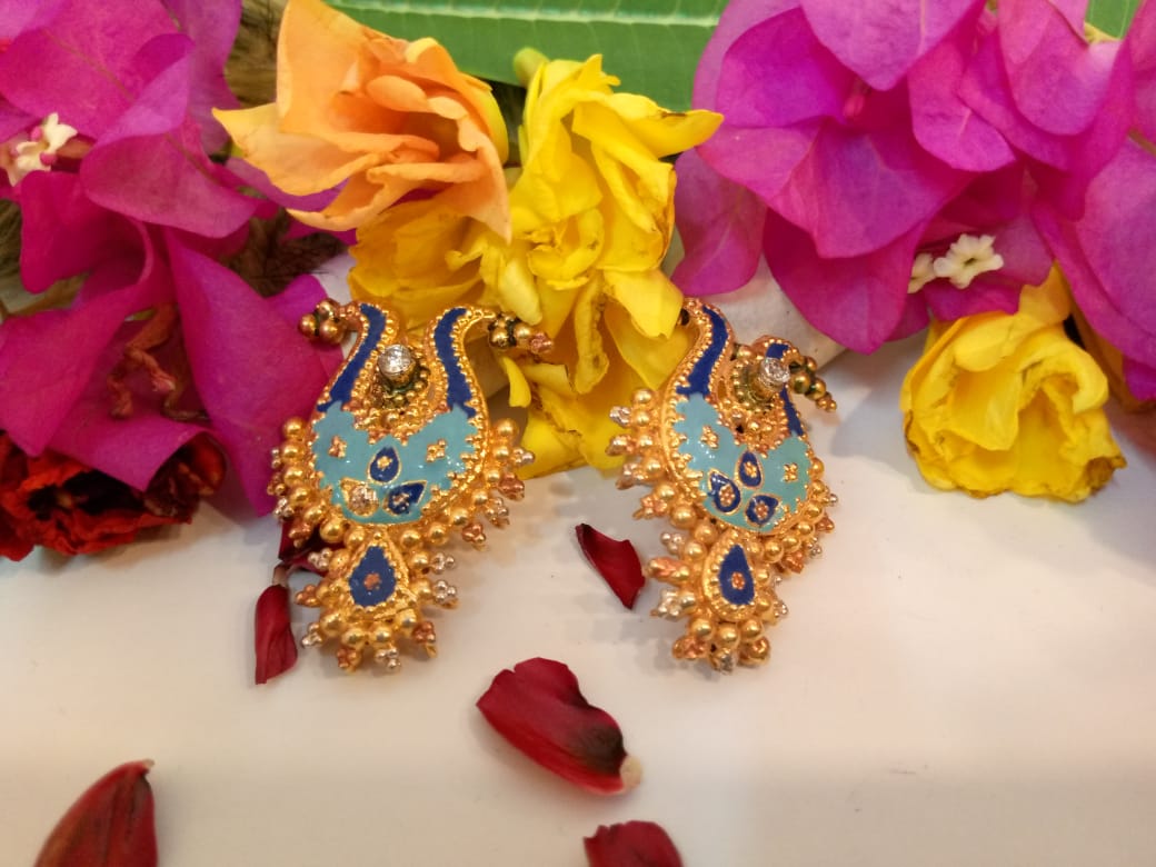 Majestic Peacock Gold Earrings