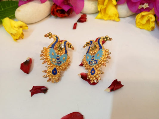 Majestic Peacock Gold Earrings