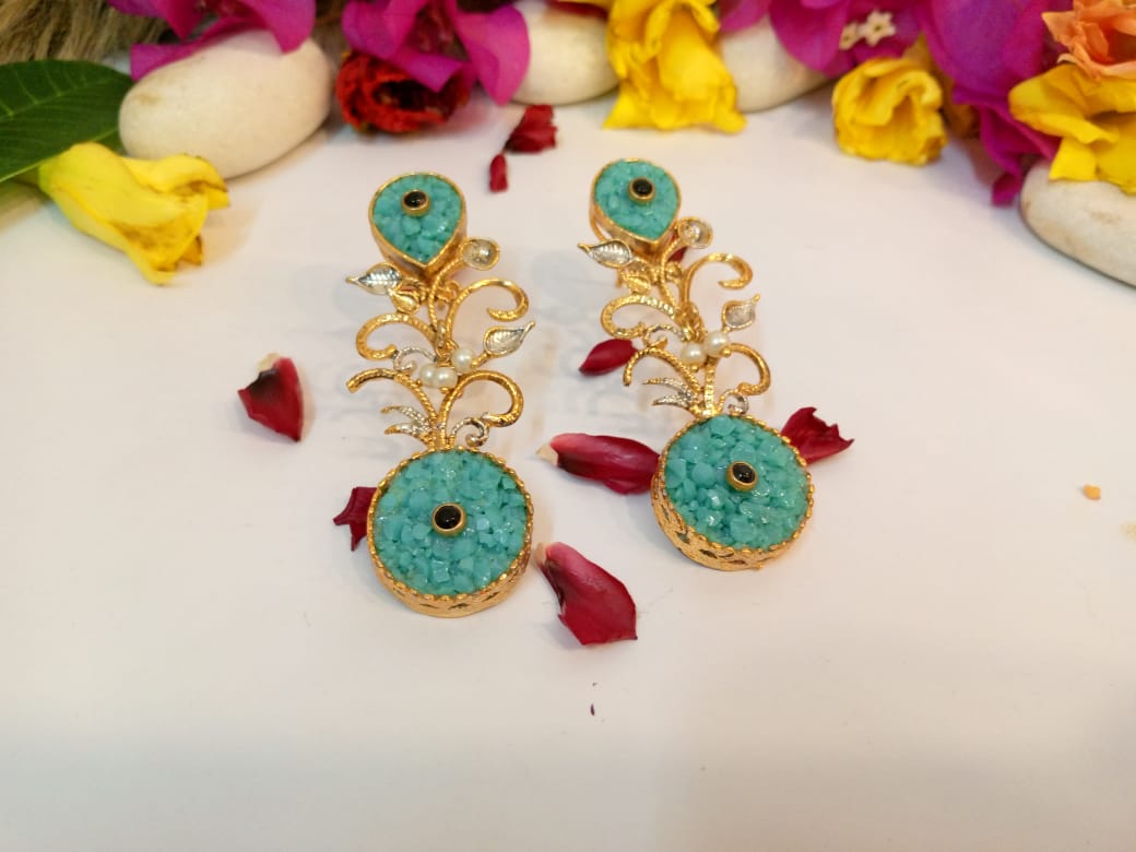 Aqua Gilded Elegance Earrings