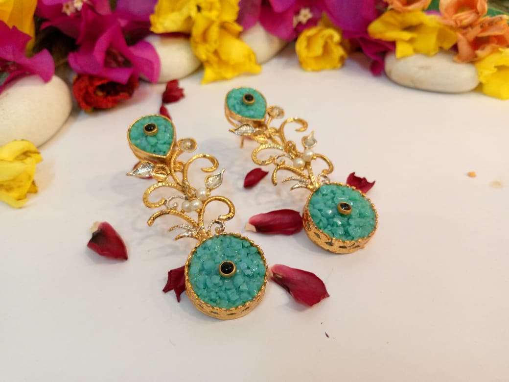 Aqua Gilded Elegance Earrings