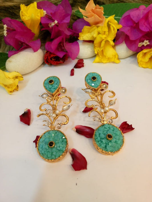 Aqua Gilded Elegance Earrings