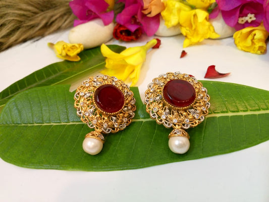 Ruby Pearl Elegance Earrings