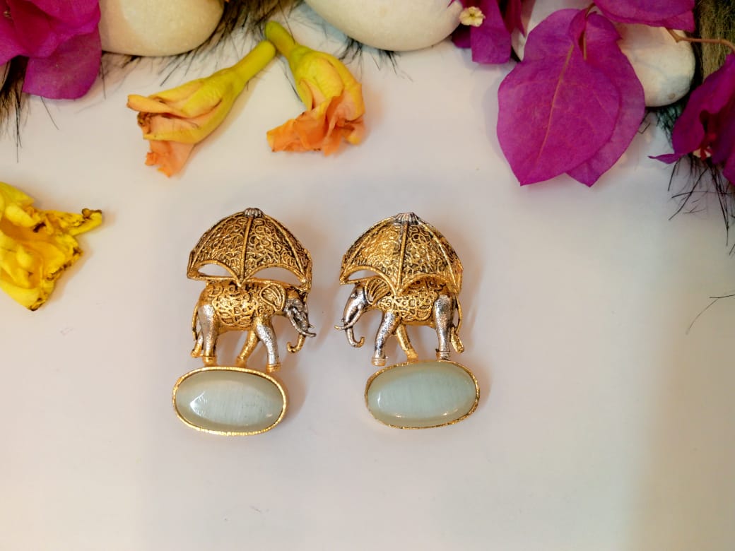 Azure Elephant Gem Earrings