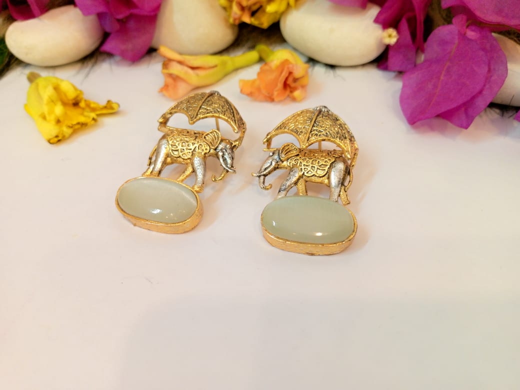 Azure Elephant Gem Earrings