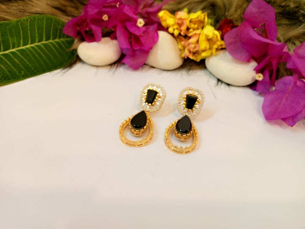 Onyx Gilded Earrings