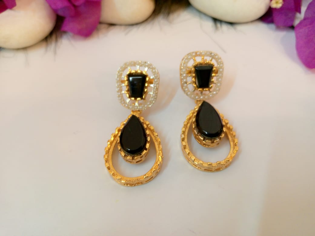 Onyx Gilded Earrings