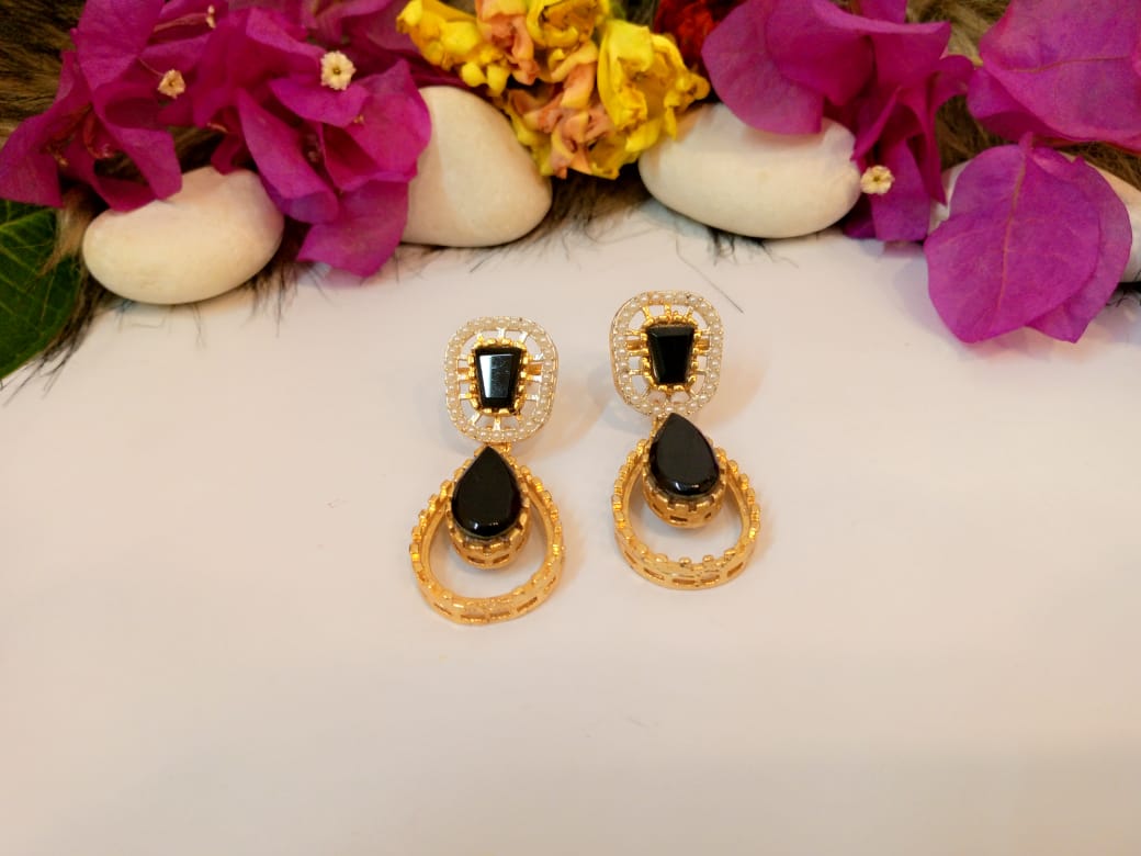 Onyx Gilded Earrings