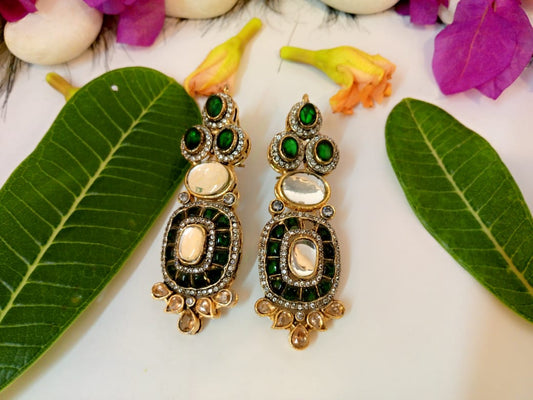 Green & Gold Gemstone Earrings