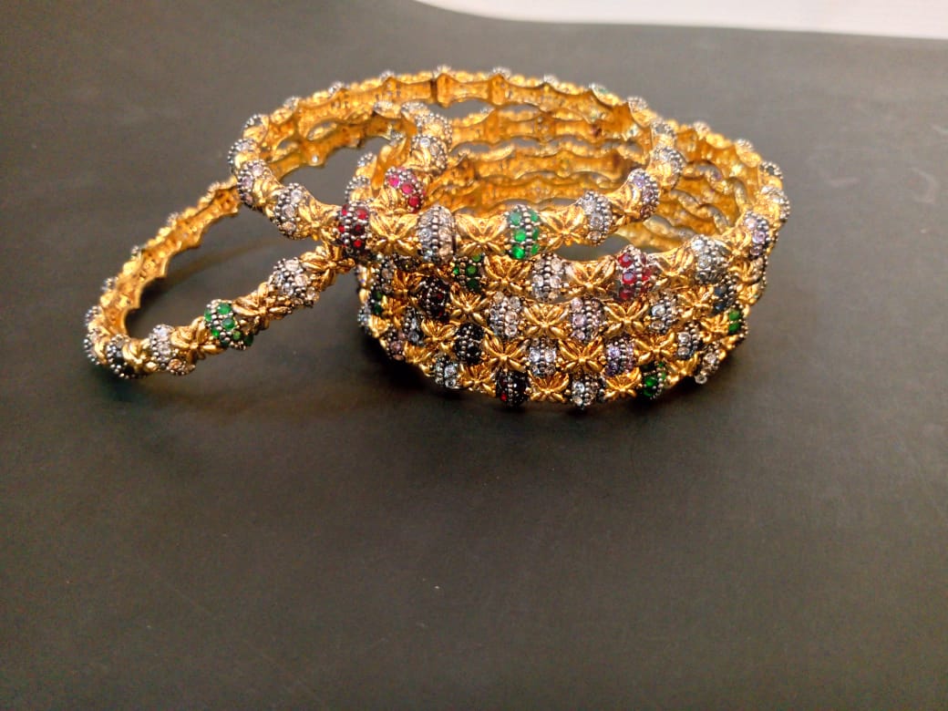 Golden Gemstone Bangles