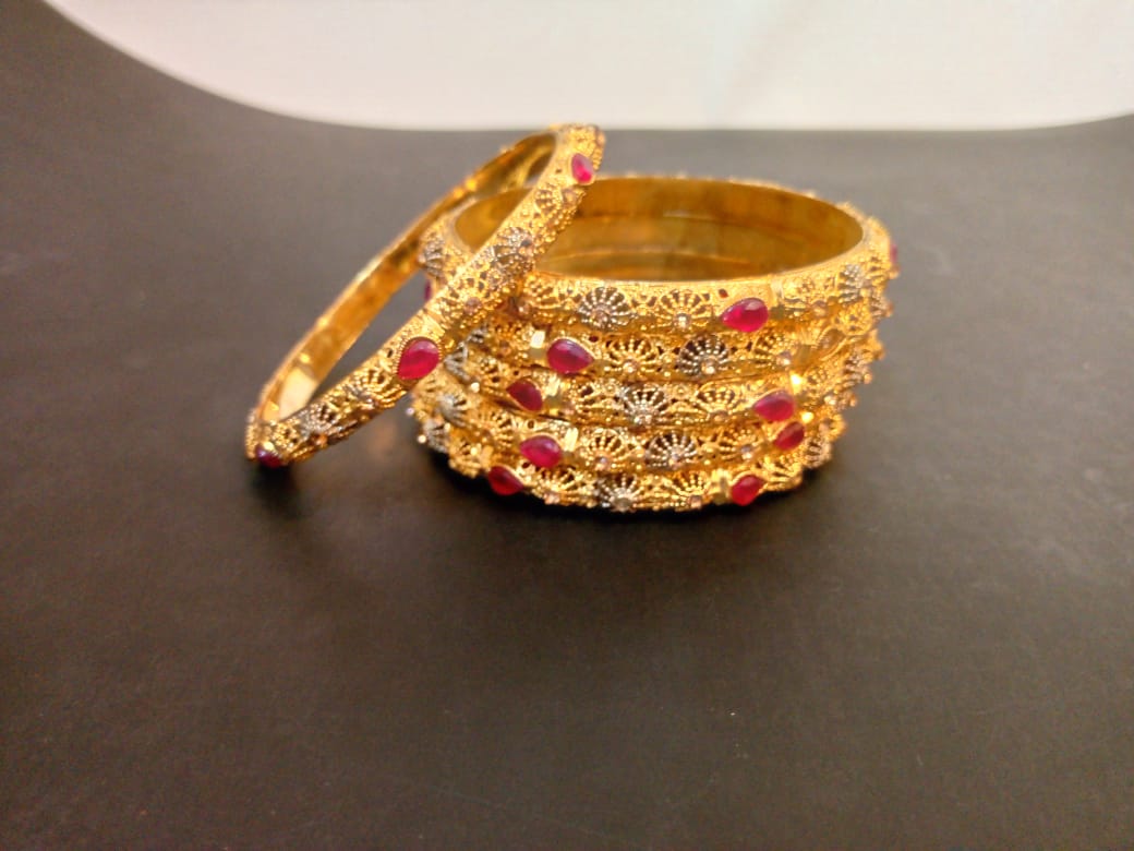 Golden Ruby Bangles