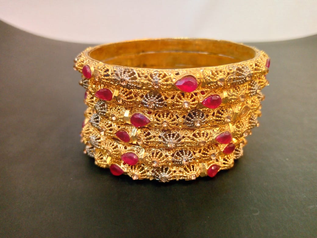 Golden Ruby Bangles