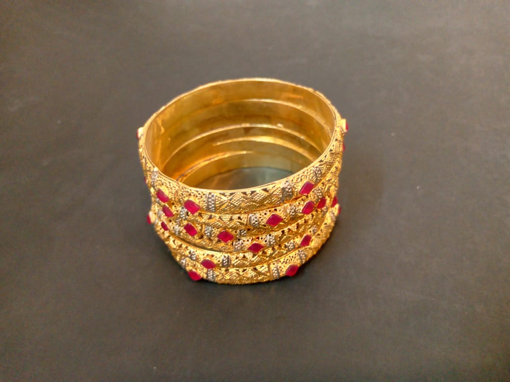 Golden Ruby Bangles