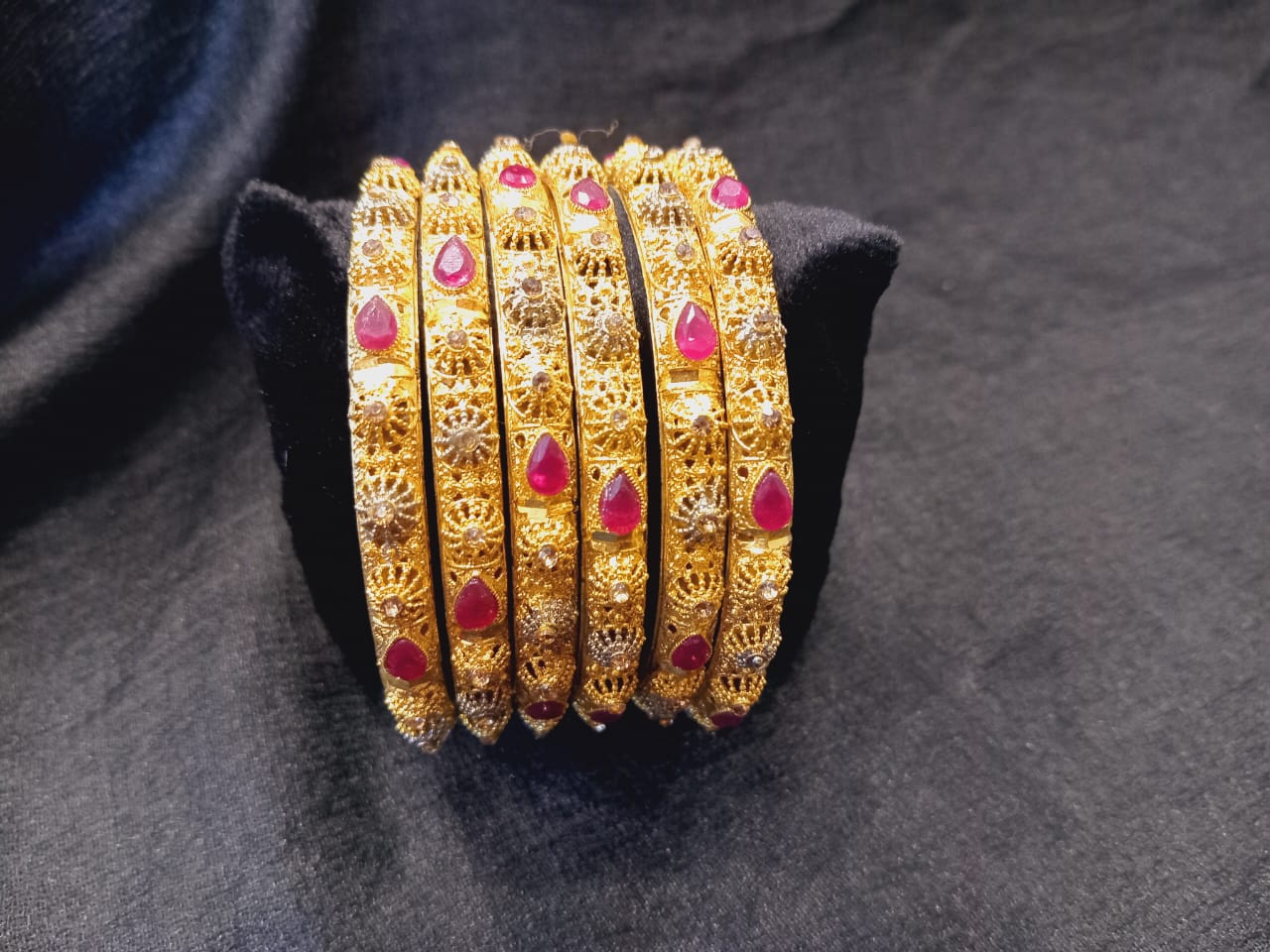 Golden Ruby Bangles