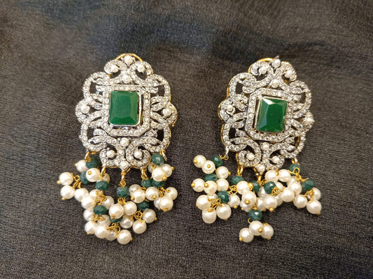 Greenstone Pearl Earrings